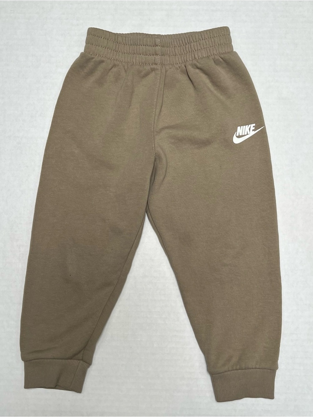 Nike Kids Beige Jogger Sweatpants with White Swoosh